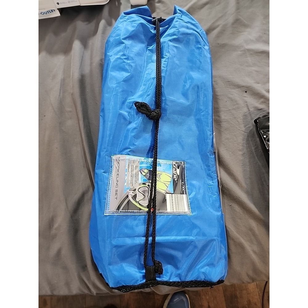 Crane Adult Snorkeling Set XL Mask Snorkel Fins Blue Green Men's 10.5-12 NEW - Picture 6 of 8